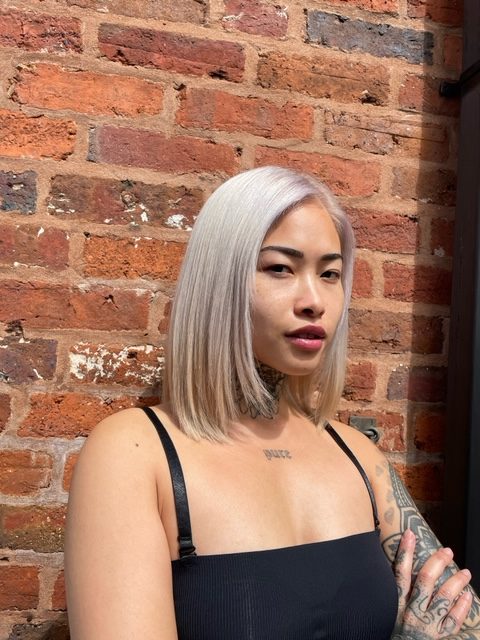 Asian hair type hair colour transformation to blonde